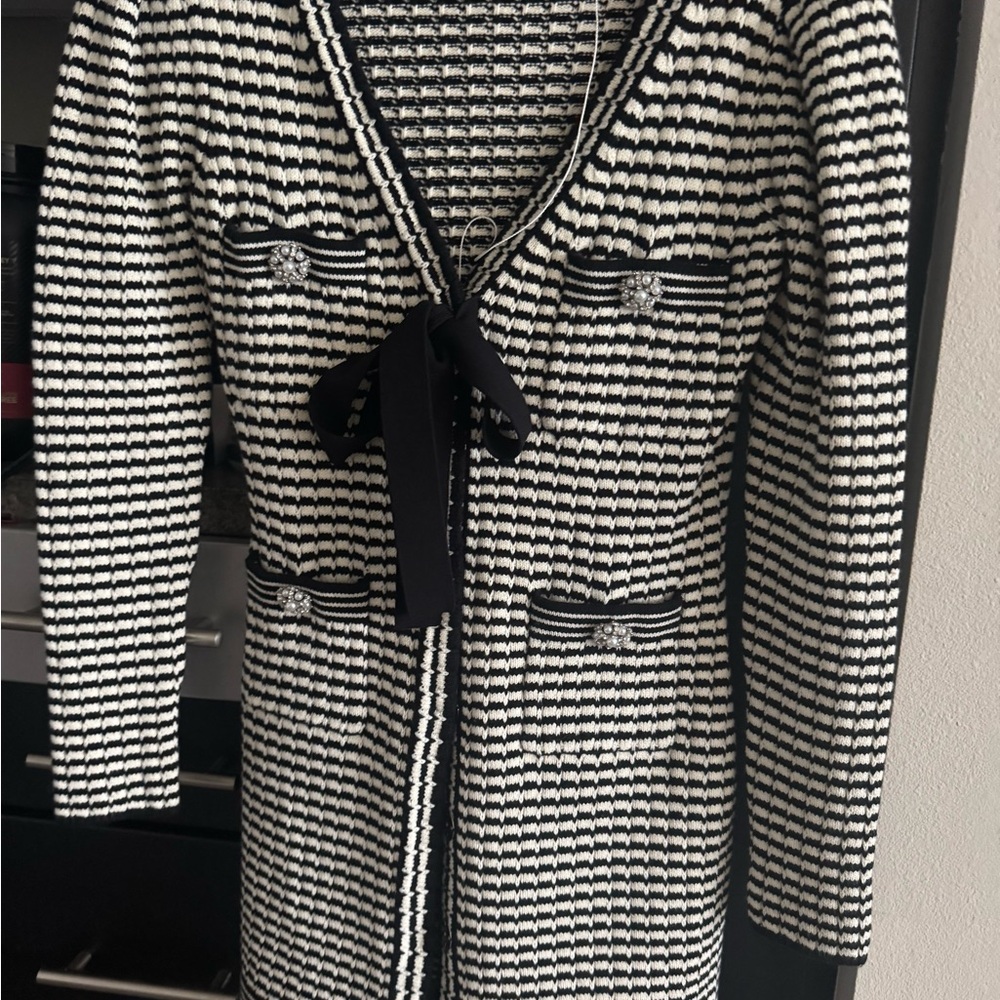 Chanel style Black and White Knit Cardigan